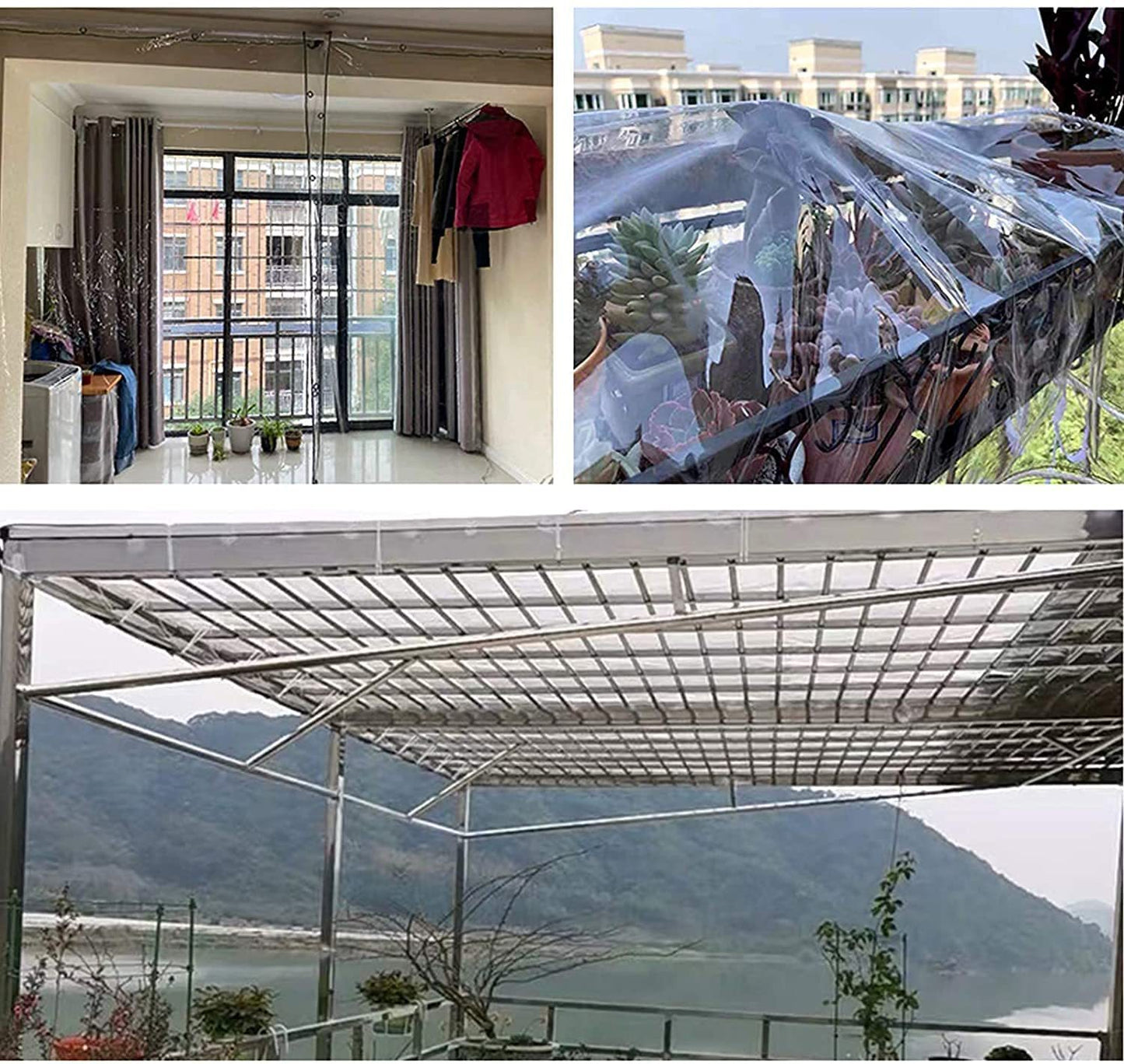 400gsm Heavy Duty Waterproof PVC Transparent Tarpaulin Clear Tarp Glass Tarp Balcony Tarpaulin