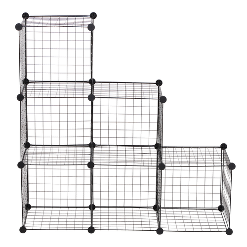 DIY 6 Cube Wire Storage Cabinet Organiser, 111L x 37W x 111Hcm-Black