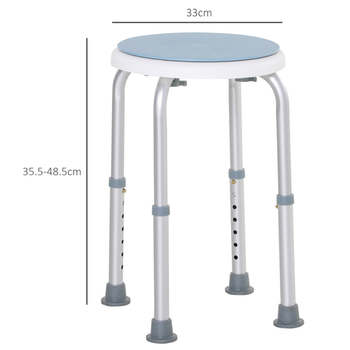 360 Degree Swivel Seat Bath Shower Stool Adjustable Height Aluminium HOMCOM