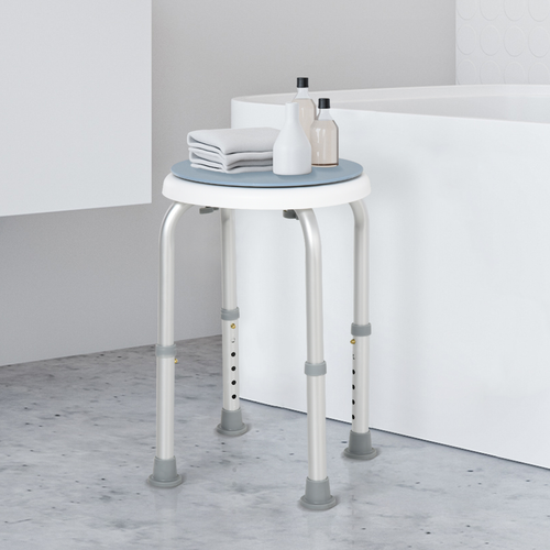 360 Degree Swivel Seat Bath Shower Stool Adjustable Height Aluminium HOMCOM