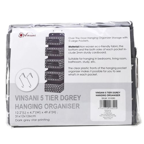 VINSANI 5TIER DGREY HANGING ORGANISER 1010283
