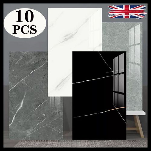 10x Marble Tiles Sticker Self-Adhesive Stick On Kitchen Home Wall Bathroom Decor