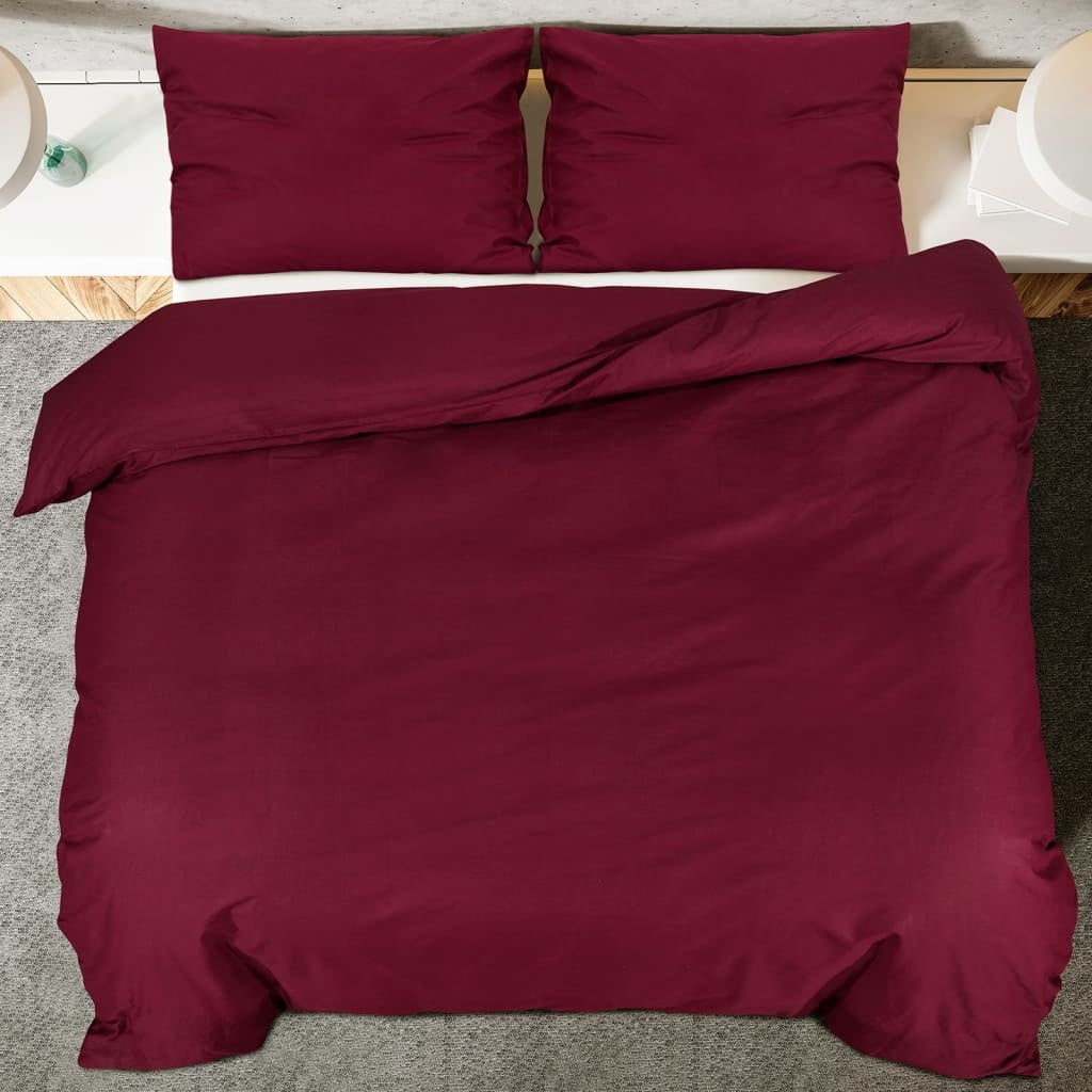 vidaXL Duvet Cover Set Bordeaux 260x220 cm Cotton