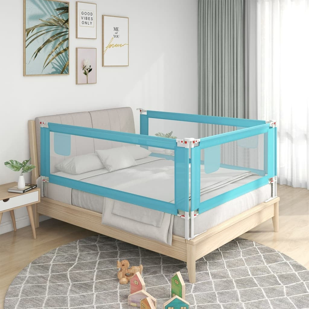 vidaXL Toddler Safety Bed Rail Blue 190x25 cm Fabric