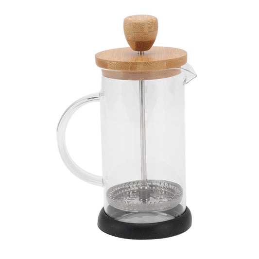 French Press Heat Resistant Hand Brewing Filter High Borosilicate Tea Coffee Brewer Pot for Office 350ml Bamboo Cover