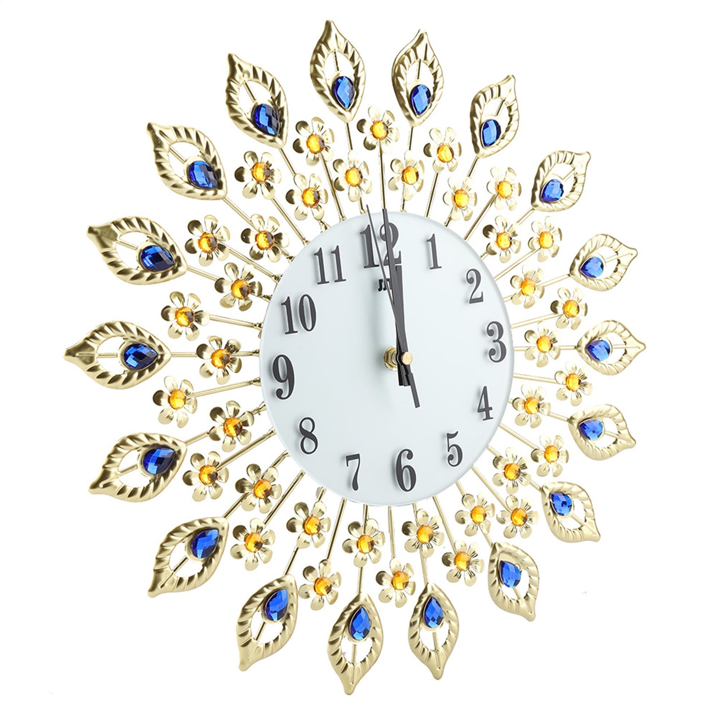 Iron European Style FlowerShaped Wallmounted Clock Diamond Hanging Wall Clock