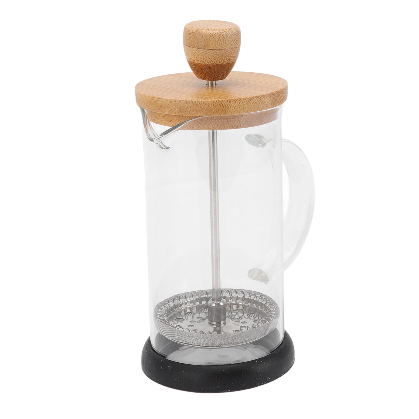 French Press Heat Resistant Hand Brewing Filter High Borosilicate Tea Coffee Brewer Pot for Office 350ml Bamboo Cover