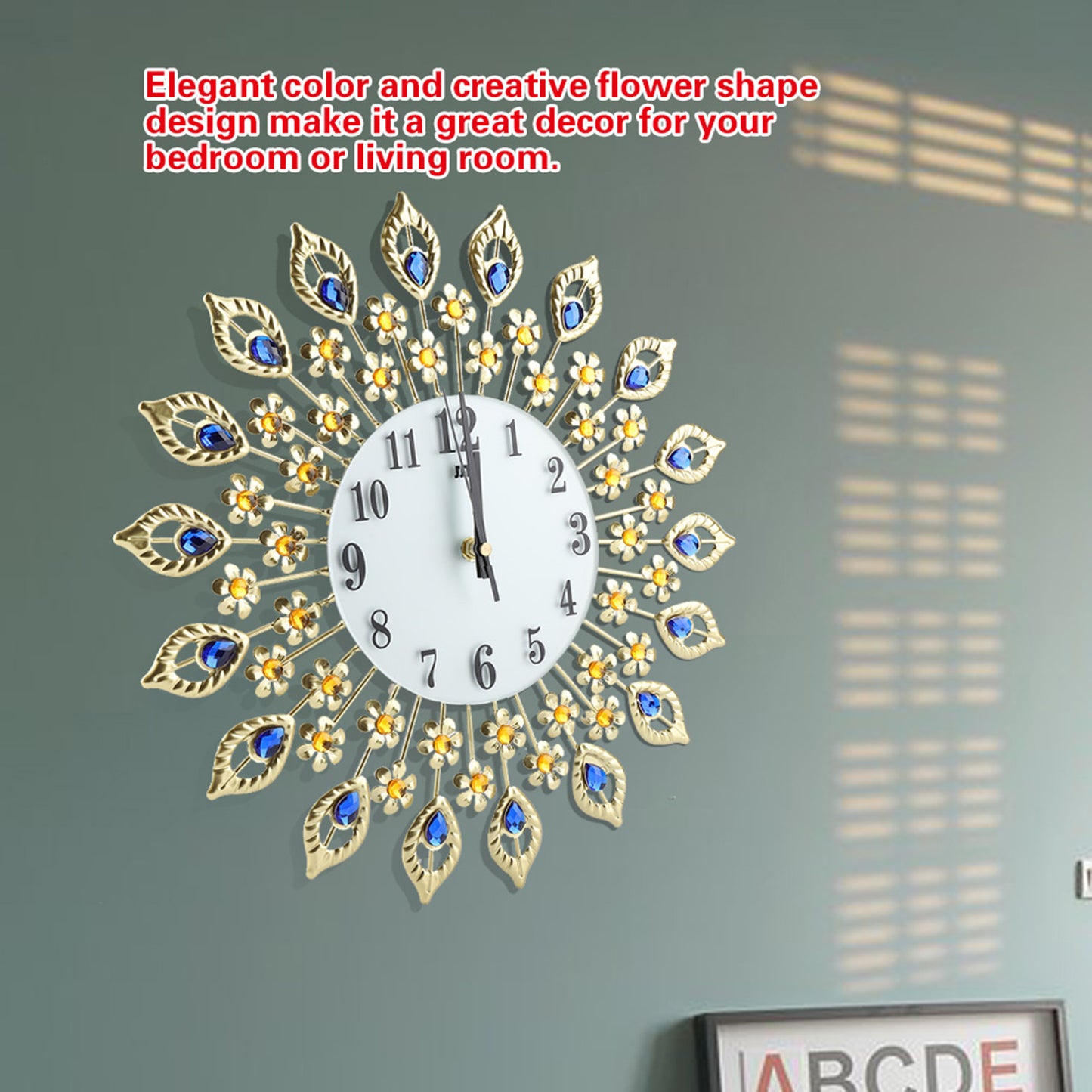 Iron European Style FlowerShaped Wallmounted Clock Diamond Hanging Wall Clock