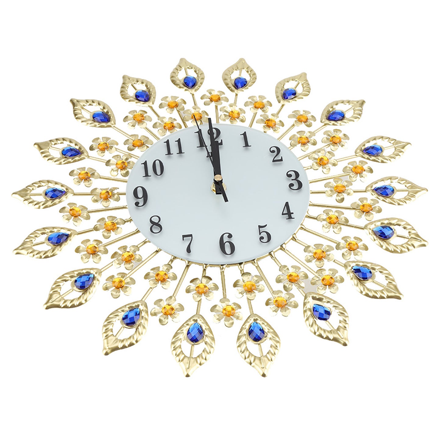 Iron European Style FlowerShaped Wallmounted Clock Diamond Hanging Wall Clock