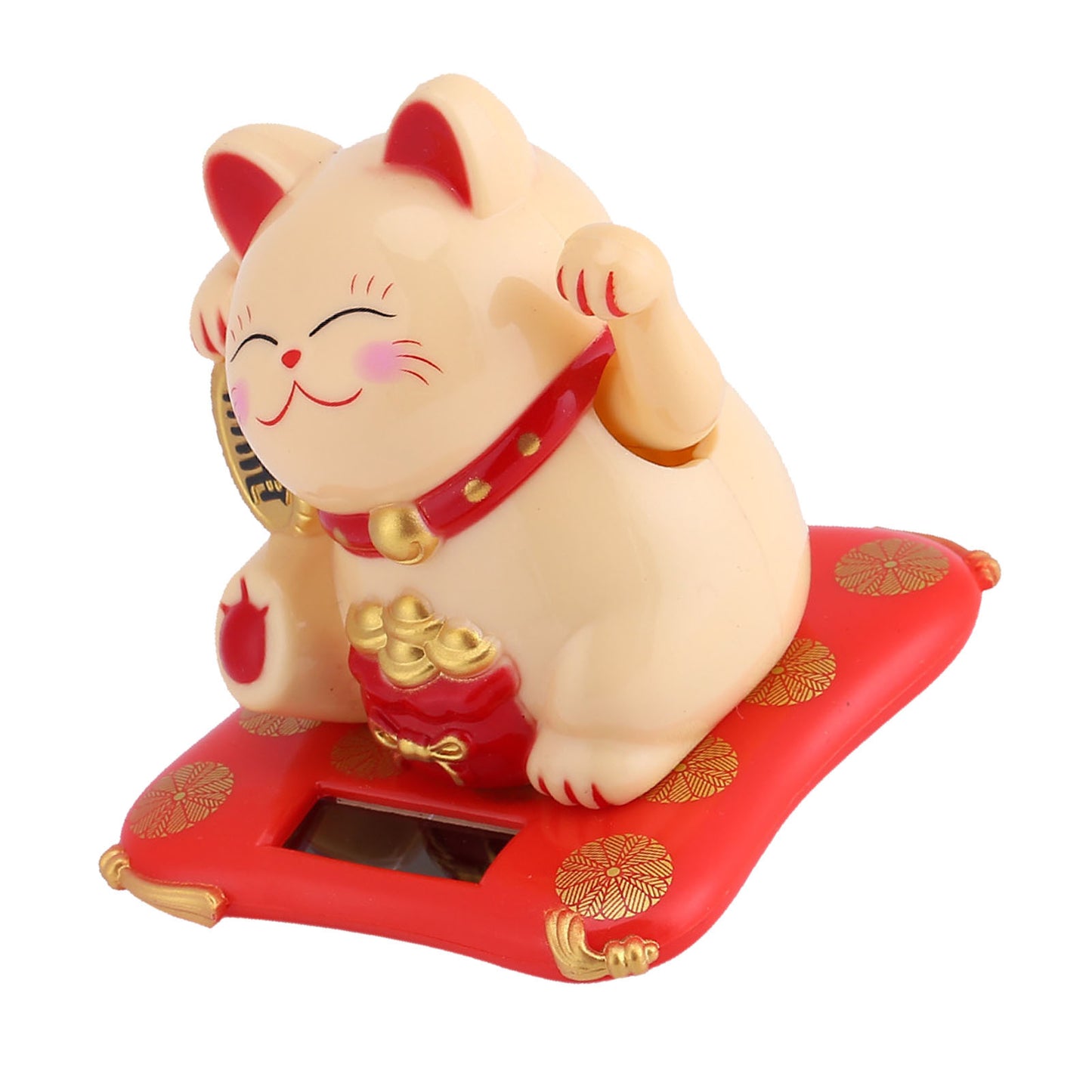 Solar Powered Cute Waving Cat Good Luck Wealth Welcoming Cats Home Display Car Decor(Yellow)