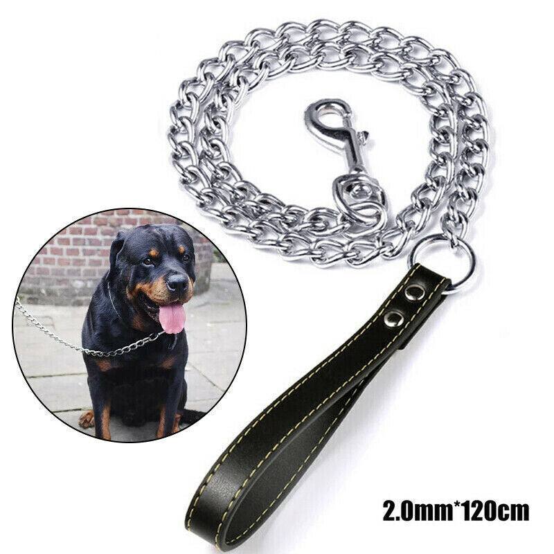 1PCS 1.2m Metal Chain Dog Lead Pet Puppy Leash Long Heavy Duty Anti-Chew Control