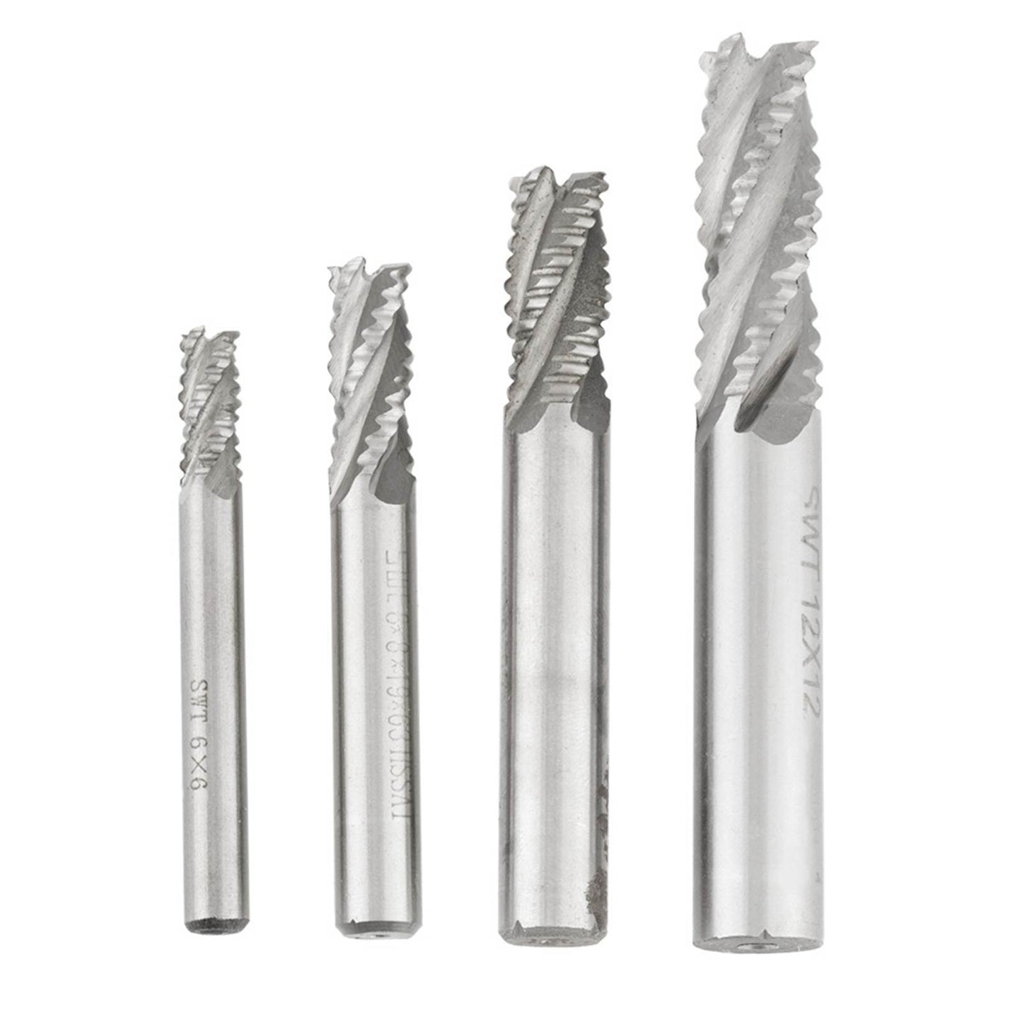 4pcs 4 Flutes HSS Roughing End Mill CNC Router Bit Milling Cutter M6 /M8 /M10 /M12