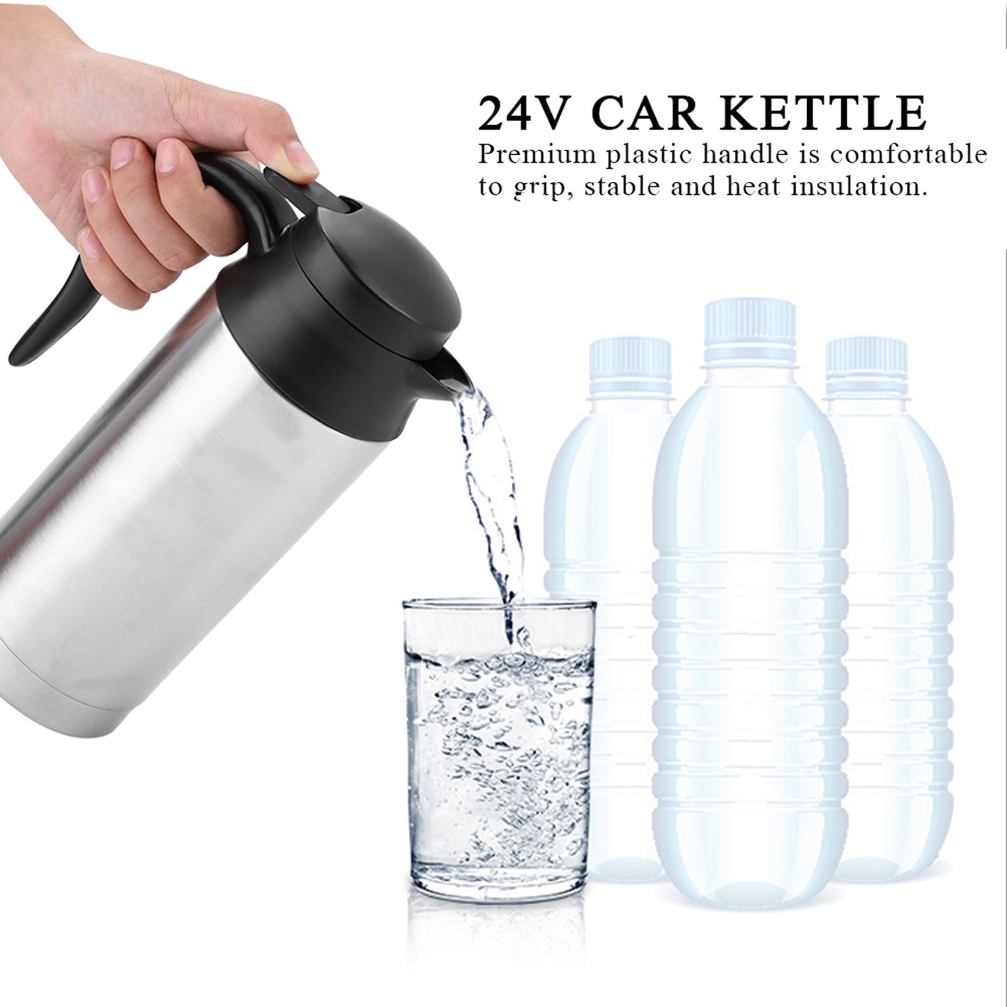 Portable 750ml 24V Travel Car Truck Kettle Water Heater Bottle for Tea Coffee Drinking