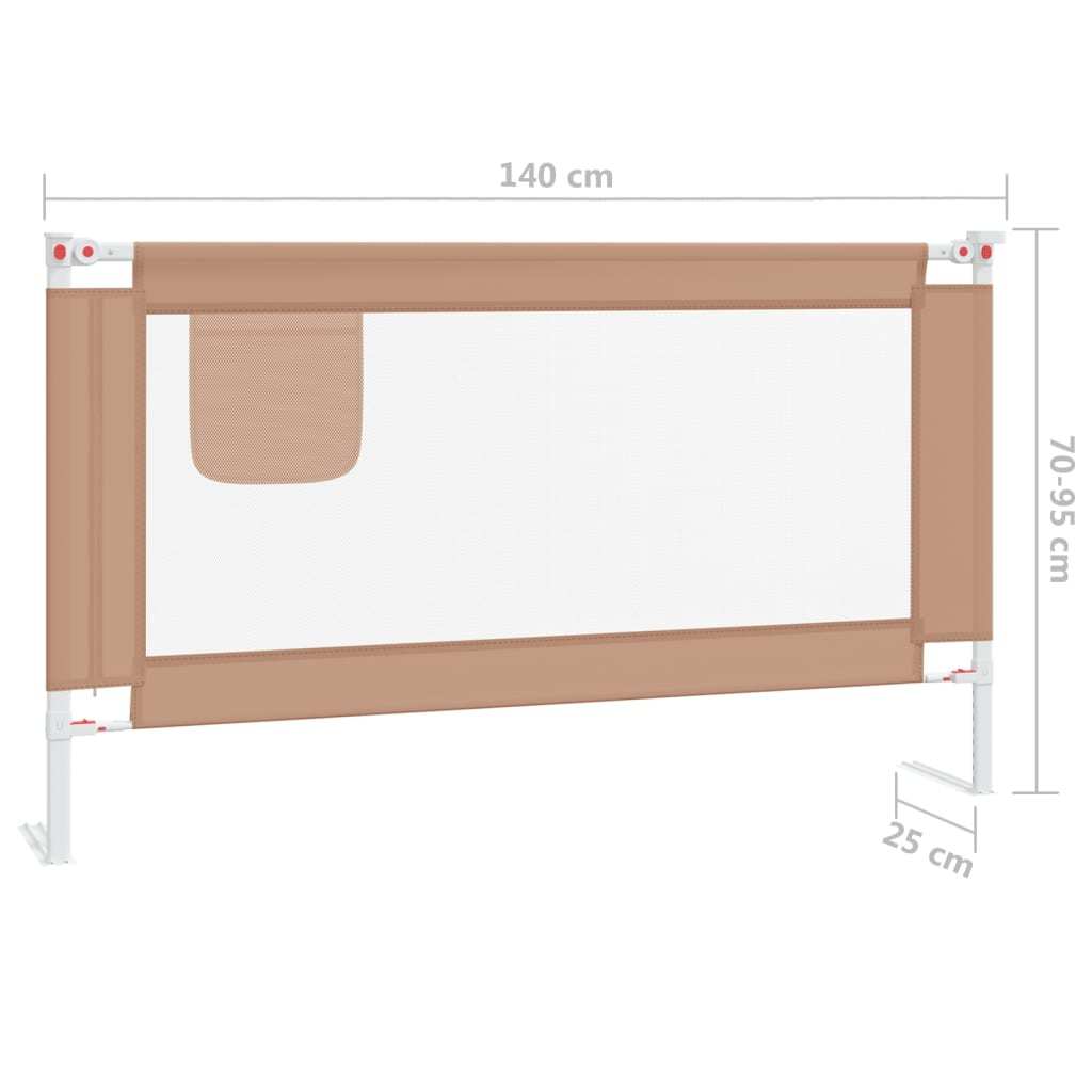 vidaXL Toddler Safety Bed Rail Taupe 140x25 cm Fabric