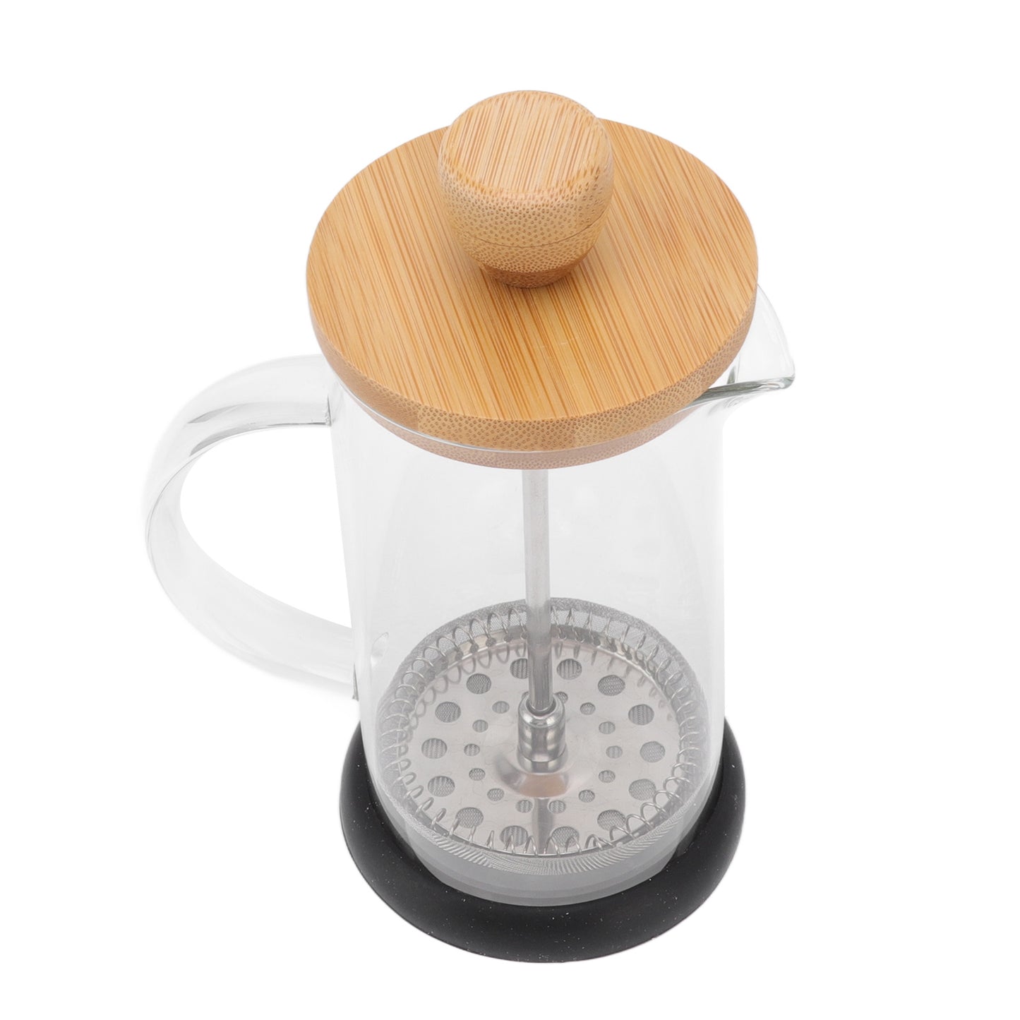 French Press Heat Resistant Hand Brewing Filter High Borosilicate Tea Coffee Brewer Pot for Office 350ml Bamboo Cover