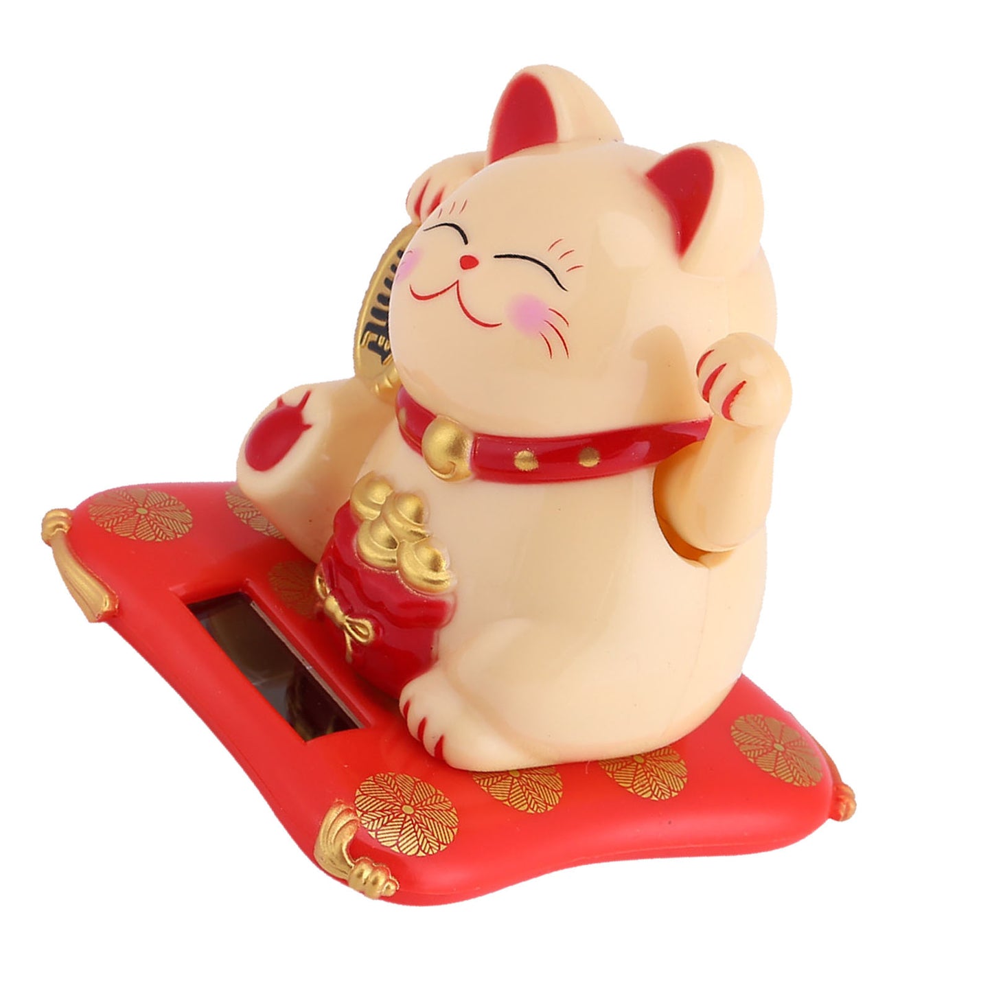 Solar Powered Cute Waving Cat Good Luck Wealth Welcoming Cats Home Display Car Decor(Yellow)