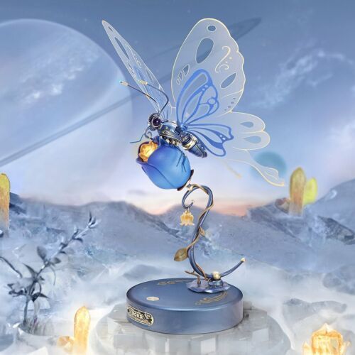 ROKR Starry Blue Mechanical Butterfly Plastic 3D Puzzle DIY Model Kid Xmas Gifts