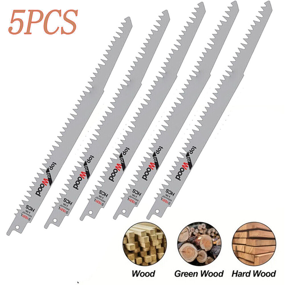 5 Pcs 240mm Sabre Saw Blades For Wood Sharp & Fast Cut S1531L For