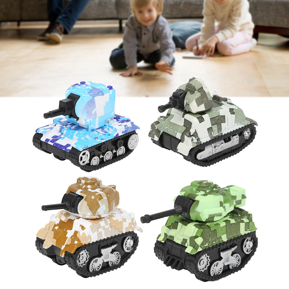 4pcs Alloy Tank Model Pull Back Highly Simulation Tank Model Decoration Toy GiftCamouflage Tank