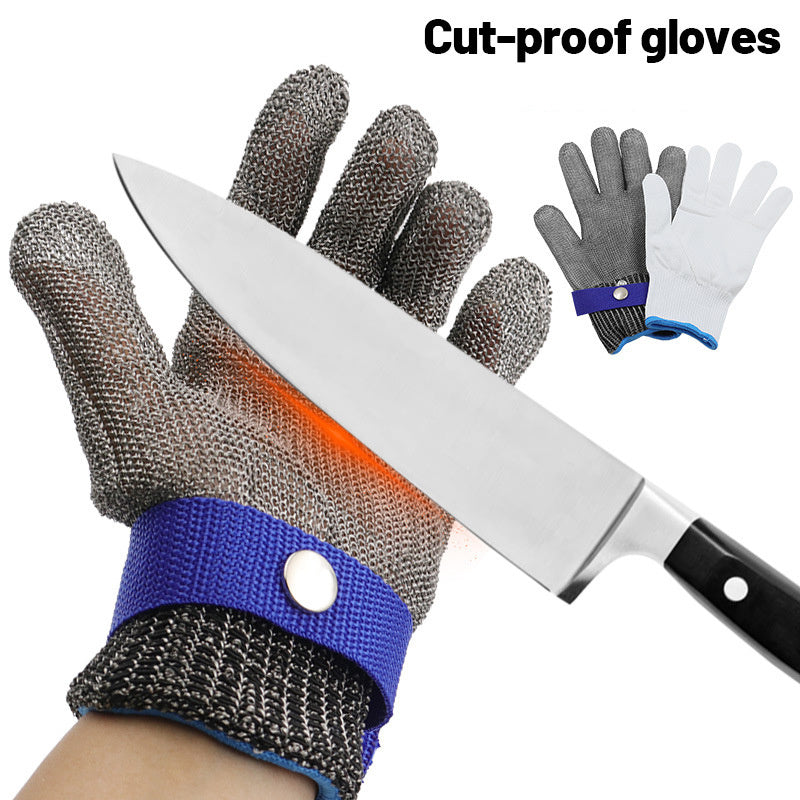 Stainless Steel Glove Cut Resistant Metal Mesh Chainmail Glove for Meat Cutting Chainsaw Work Silver Gray L 24.5cm