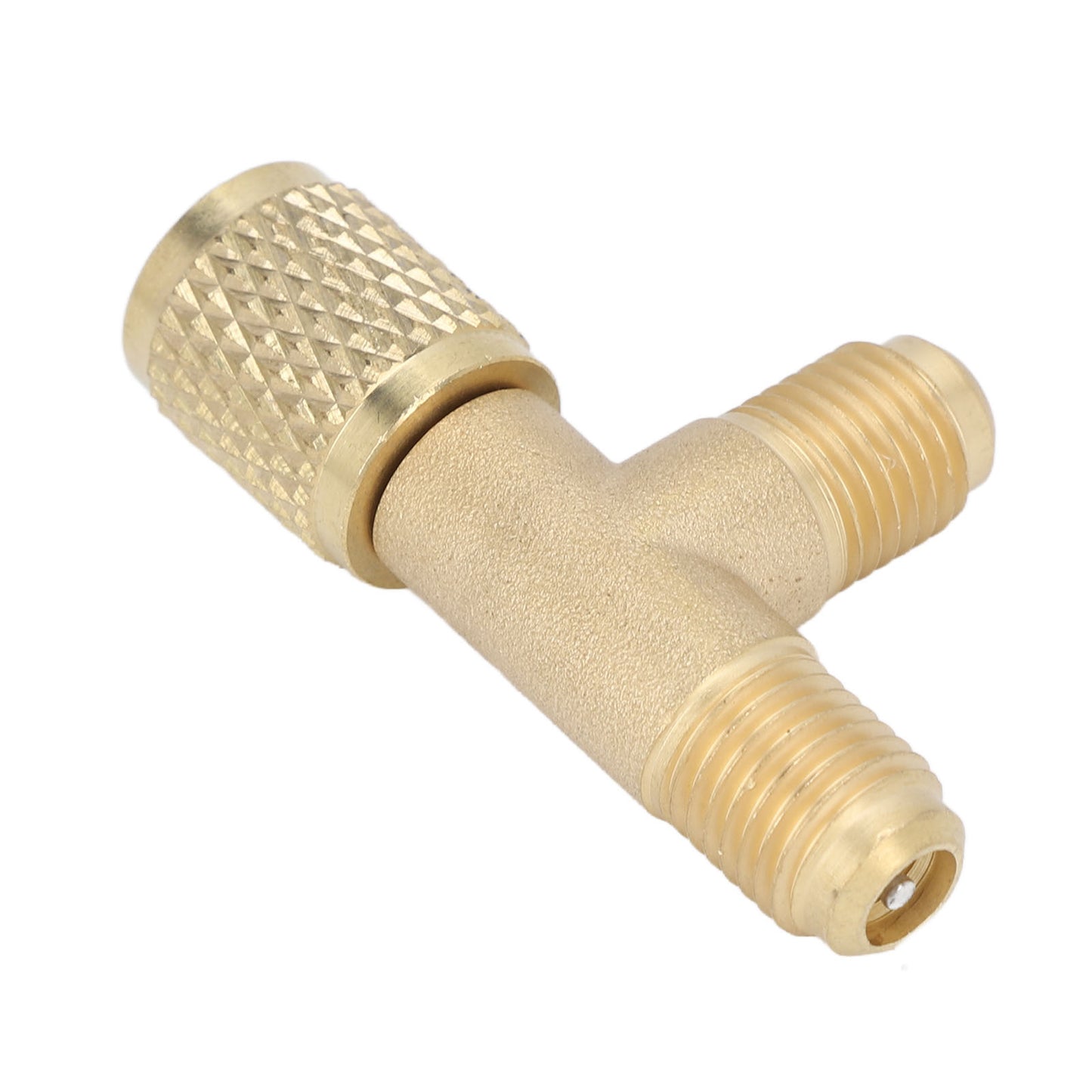 Quick Coupler Tee Adapter with Valve Core Brass 1/4in SAE Sturdy Structure for R22 R12 R134