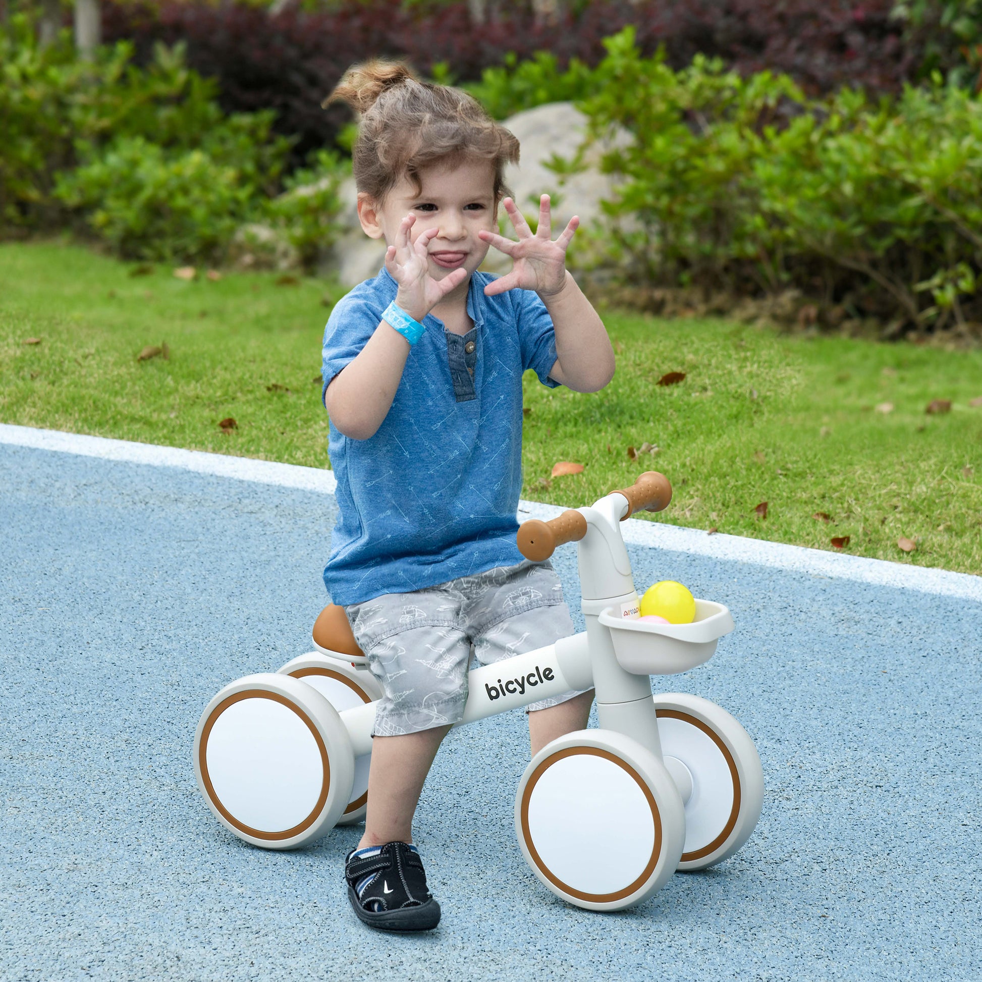 Kids Balance Bike with Adjustable Seat for 1-3 Years Old, Silent Wheels, White by AIYAPLAY-8