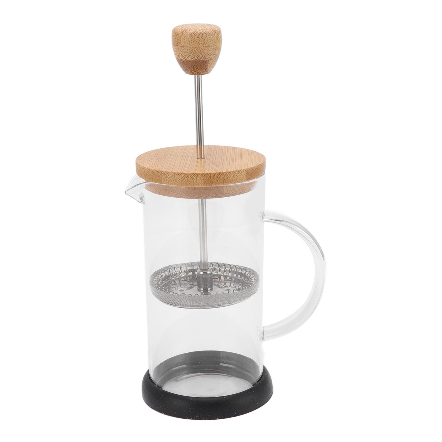 French Press Heat Resistant Hand Brewing Filter High Borosilicate Tea Coffee Brewer Pot for Office 350ml Bamboo Cover