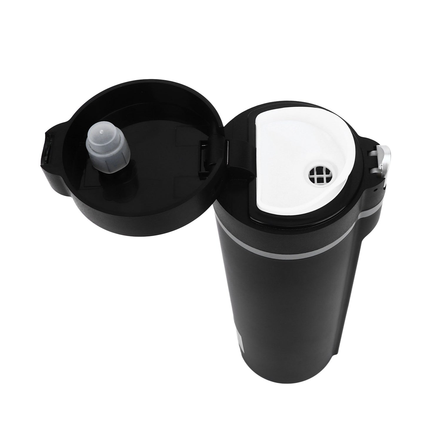 Electric Heated Travel Mug 450ml Smart Temperature Control Low Noise Black Smart Heating Car Cup for Travelling Camping