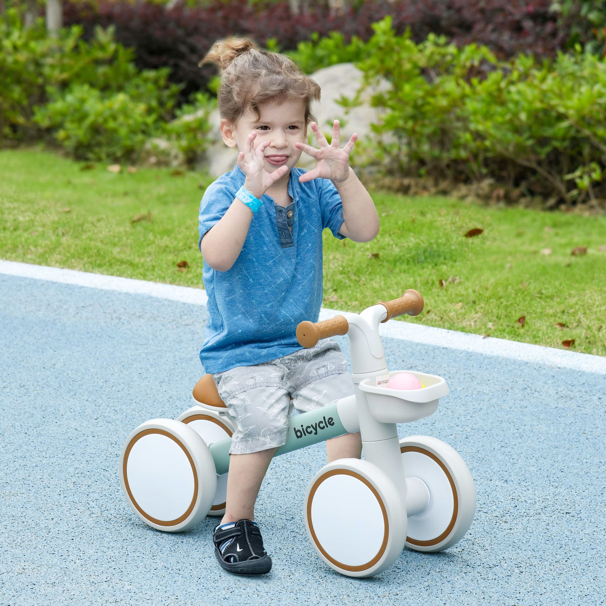 Kids Balance Bike for 1-3 Years Old with Adjustable Seat, Silent Wheels, Green by AIYAPLAY-8