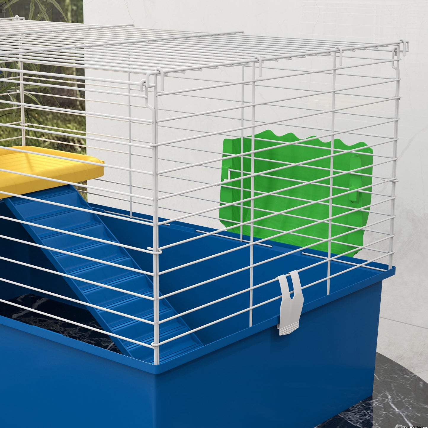 Blue Hamster Cage/Playhouse with Platform and Ramp, 71 x 46 x 47cm | PawHut-6