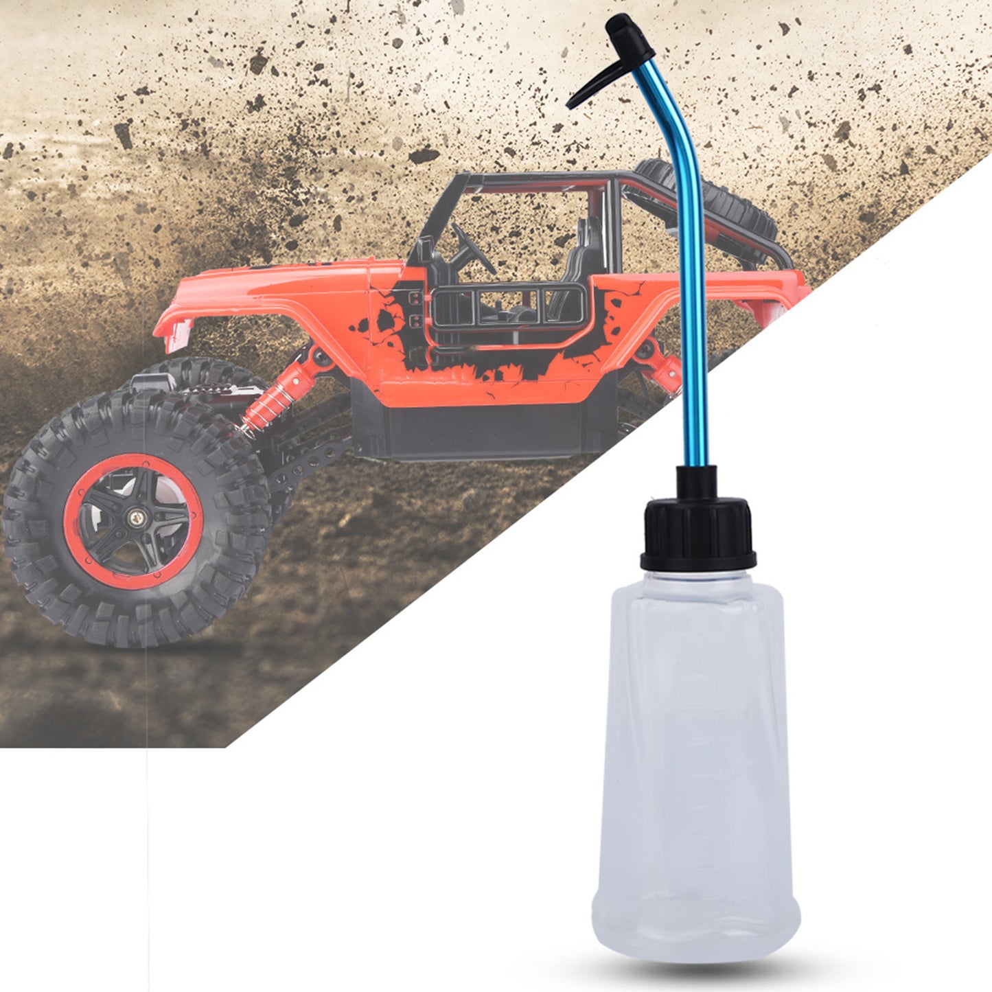 Nitro Engine Fuel Filler Refill Bottle with Aluminum Alloy Straw for RC Model Car 250ML White