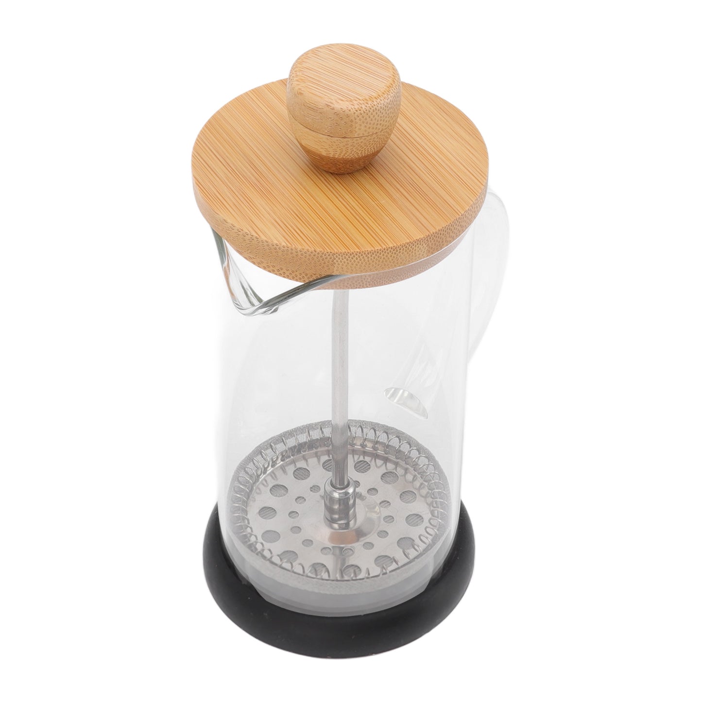 French Press Heat Resistant Hand Brewing Filter High Borosilicate Tea Coffee Brewer Pot for Office 350ml Bamboo Cover