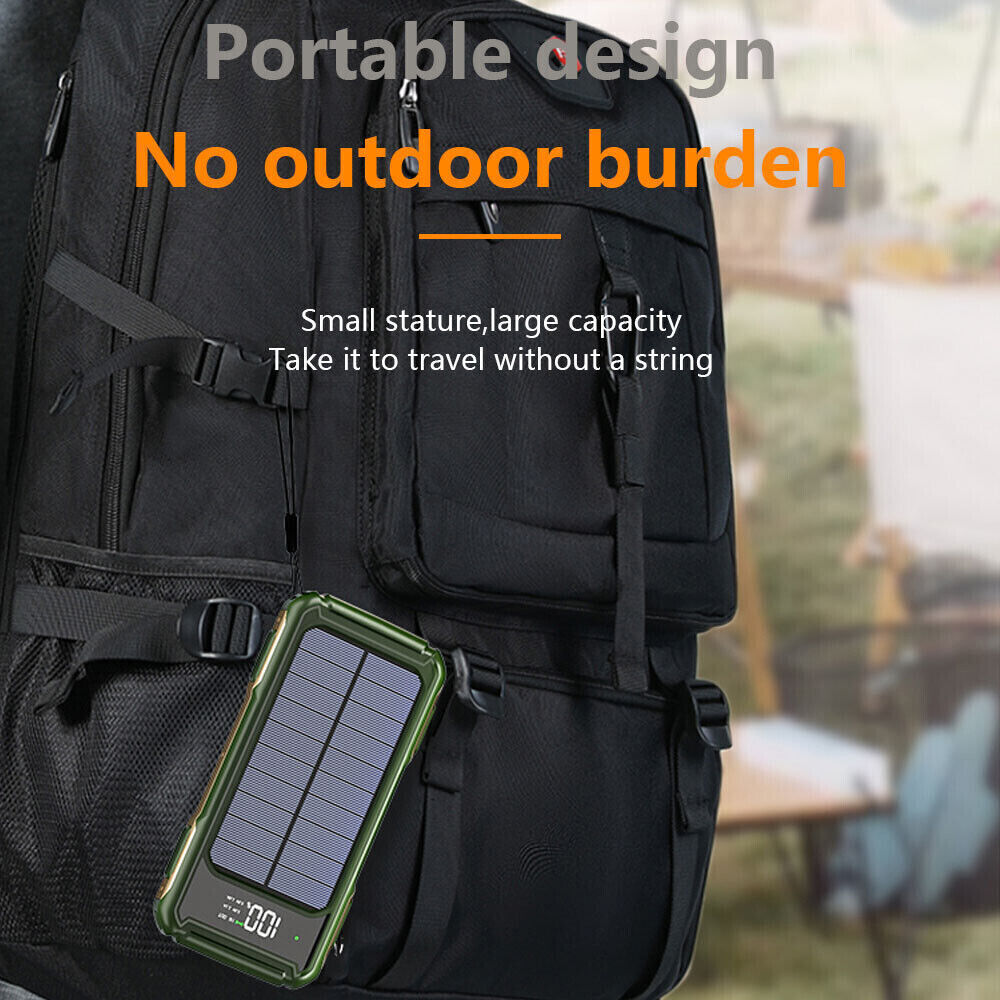 Solar Power Bank 20000mAh 4 USB Backup External Battery Charger For Cell Phone