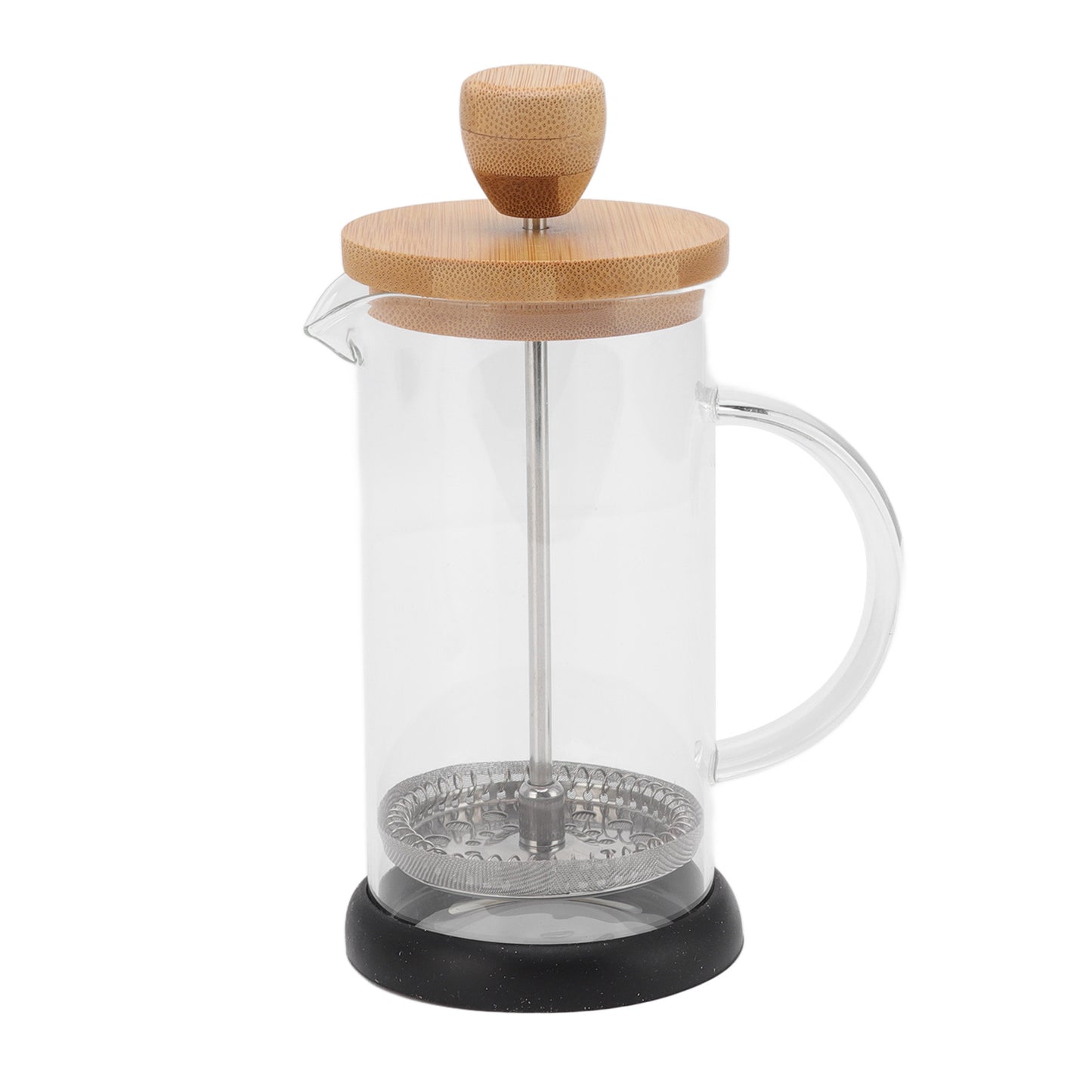 French Press Heat Resistant Hand Brewing Filter High Borosilicate Tea Coffee Brewer Pot for Office 350ml Bamboo Cover