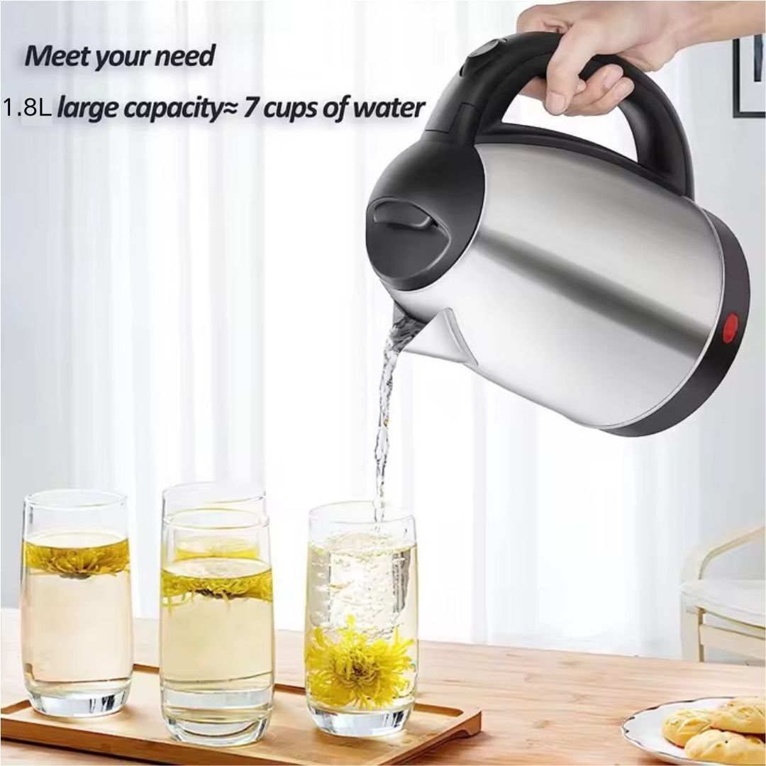 Cordless Electric Kettle 1.8L 1500W Stainless Steel Jug Overheat Protection