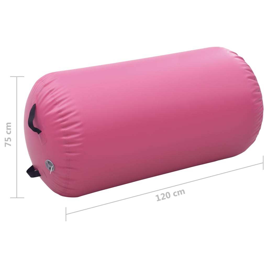 vidaXL Inflatable Gymnastic Roll with Pump 120x75 cm PVC Pink