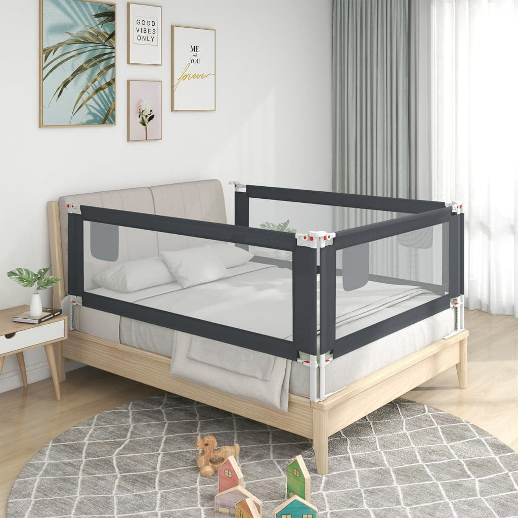 vidaXL Toddler Safety Bed Rail Dark Grey 120x25 cm Fabric