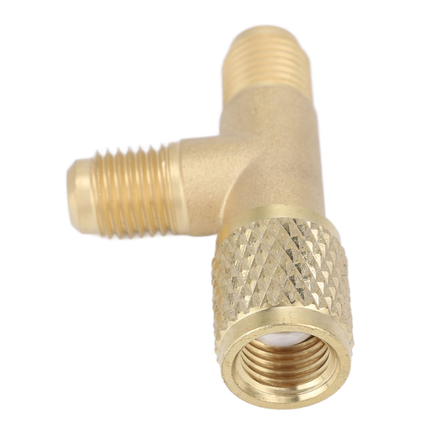 Quick Coupler Tee Adapter with Valve Core Brass 1/4in SAE Sturdy Structure for R22 R12 R134