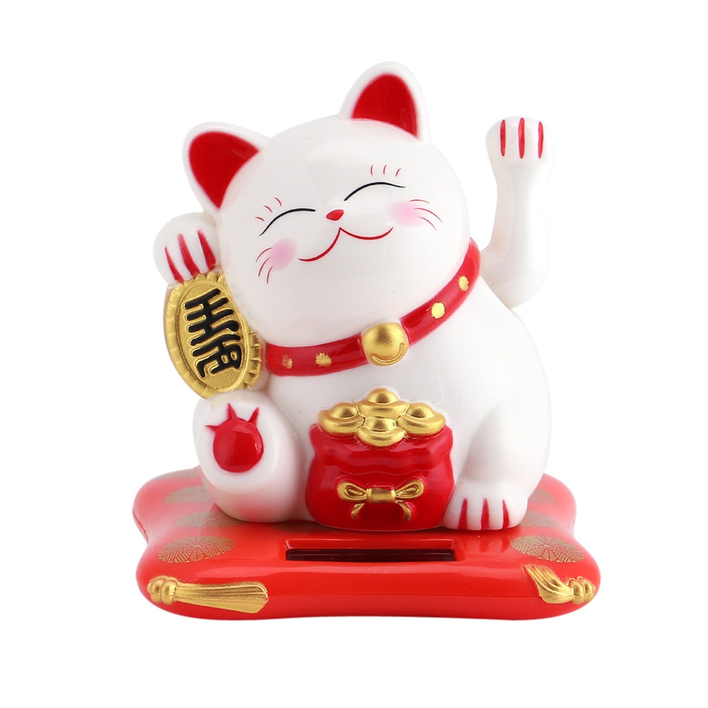 Solar Powered Cute Waving Cat Good Luck Wealth Welcoming Cats Home Display Car Decor(Yellow)