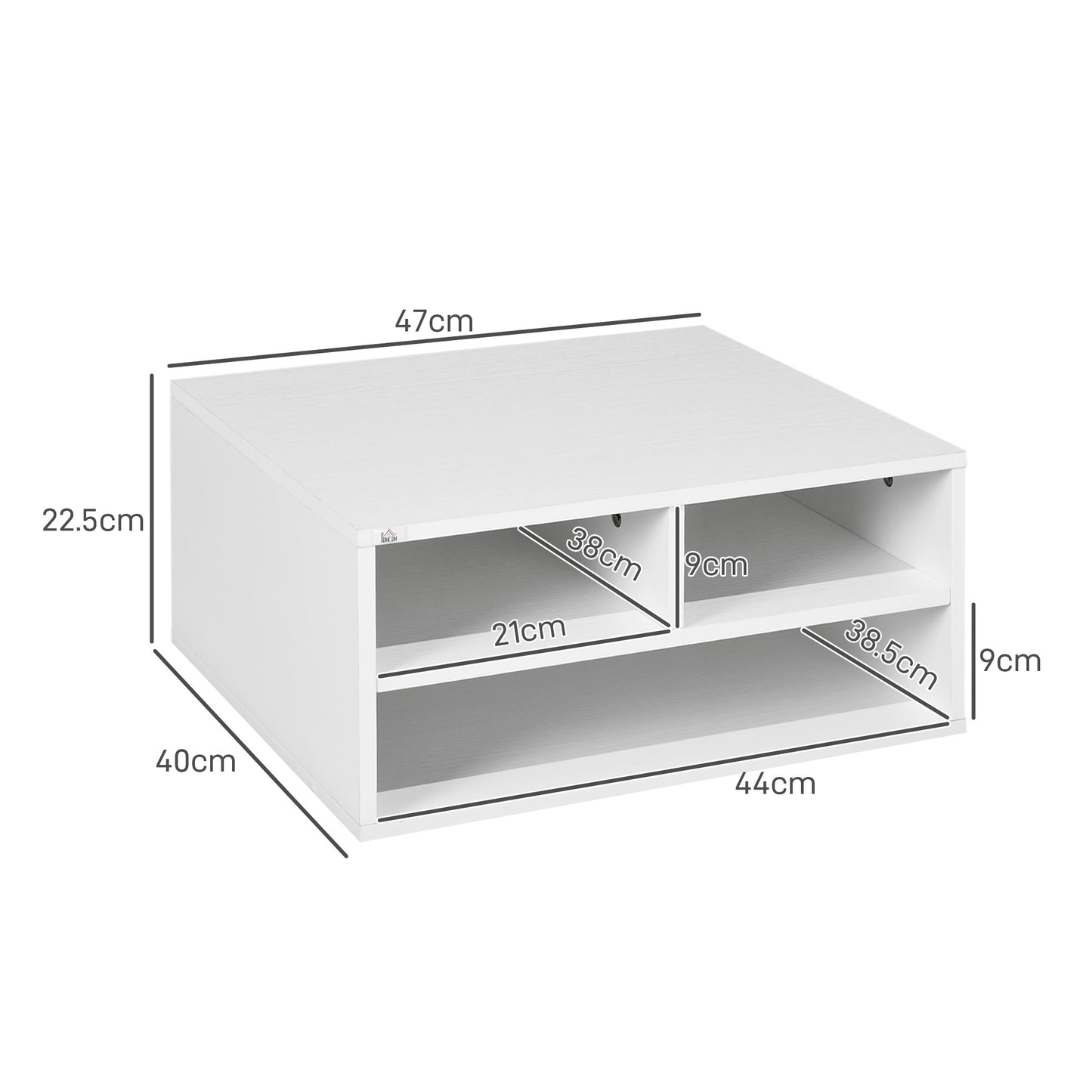 Three-Compartment Printer Storage Cabinet - White | HOMCOM-1