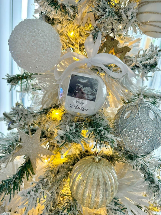 Personalised Any Photo & Wording Christmas Clear Feather Bauble-0