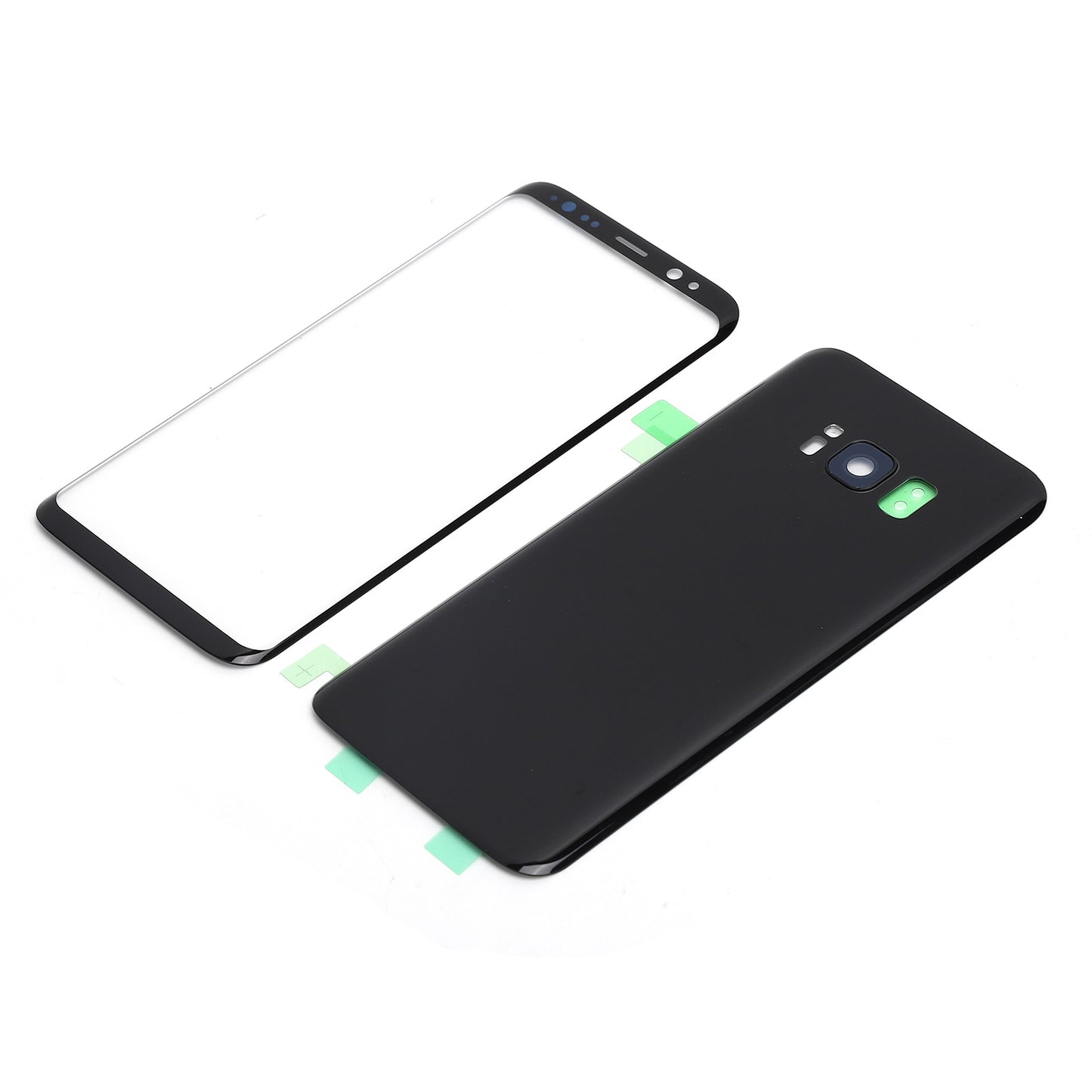 Mobile Phone Rear Back Glass Cover Front Screen Glass Lens Replacement Set for Samsung S8Black