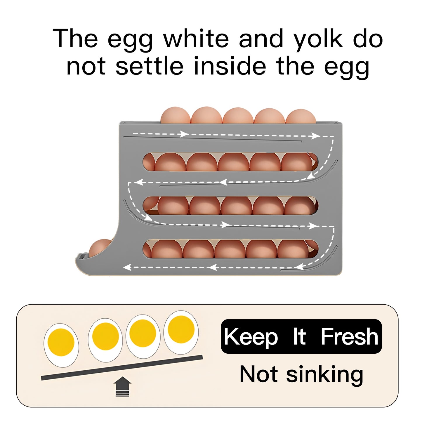 4-Tiers Auto Rolling Egg Dispenser, Space-Saving Egg Holder For Fridge And Countertop, Durable Plastic Kitchen Egg Organizer