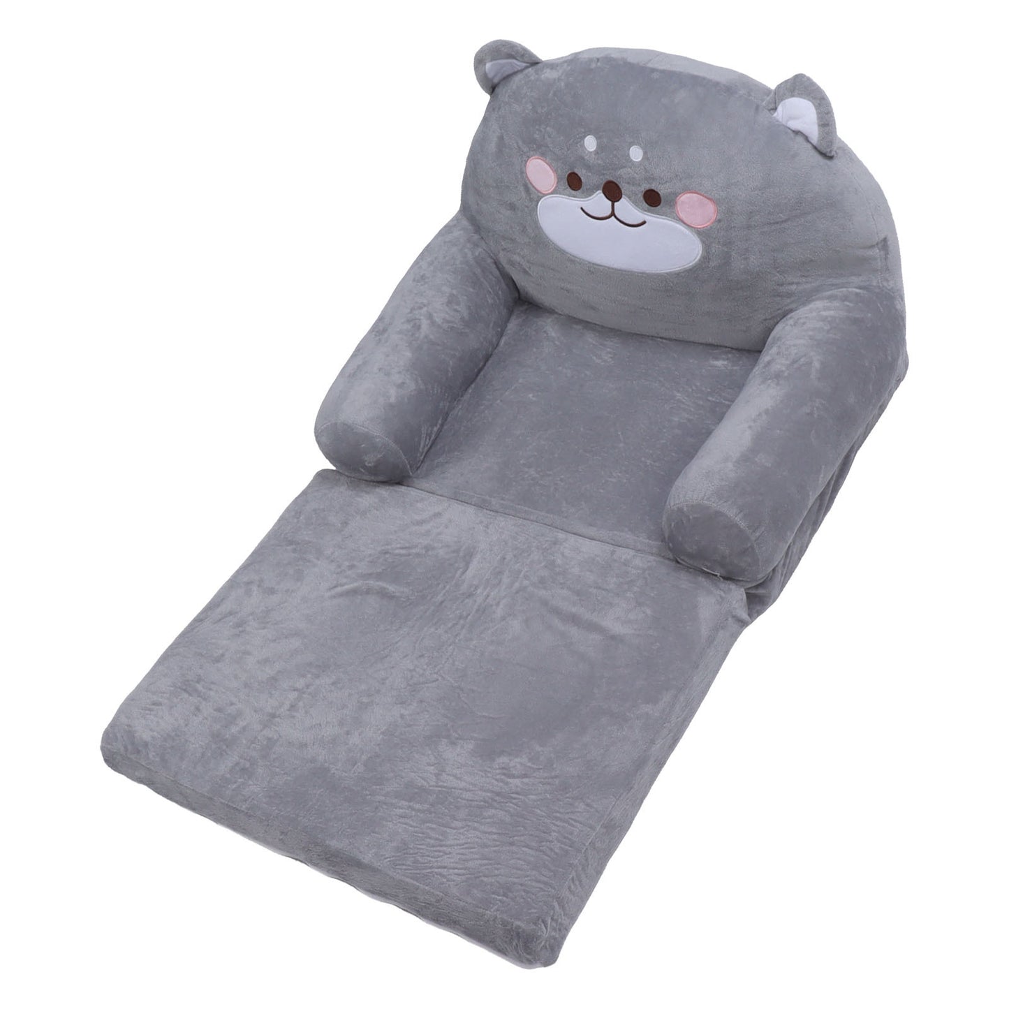 Kids Sofa Cartoon Gray Dog Style Foldable Wide Handle Soft Breathable Toddler Chair for Reading Relaxing Sleeping 2 Layers