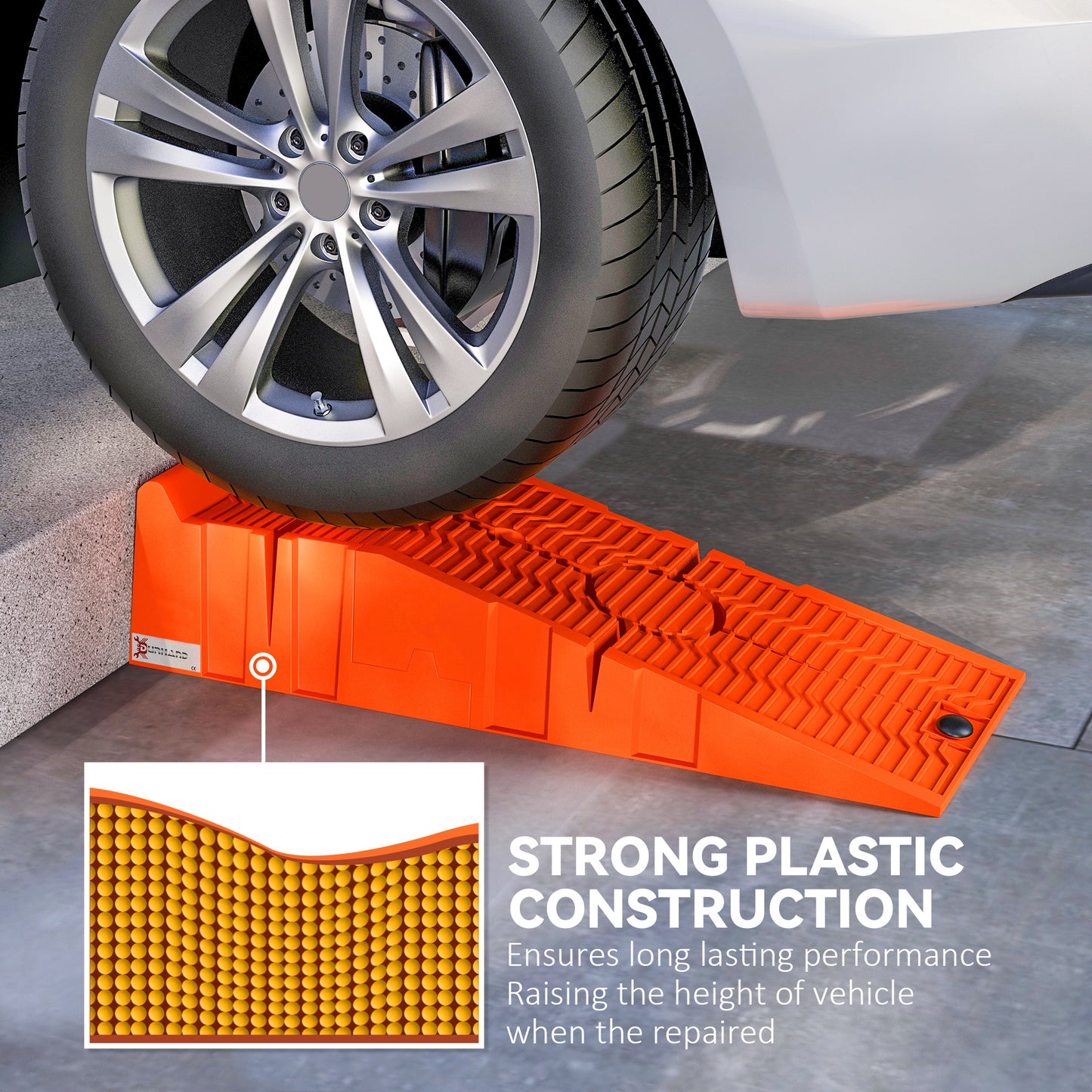 DURHAND Heavy Duty 5 Ton Plastic Garage Workshop Car Service Ramp Lifting Automotive Vehicle Portable in Orange-2