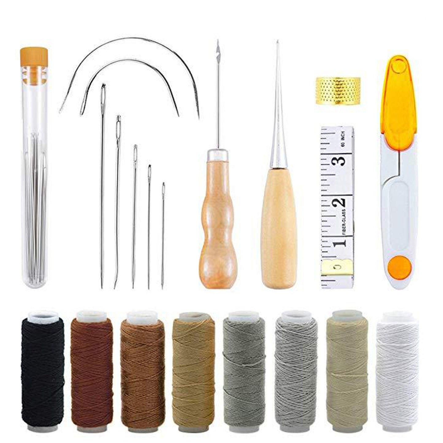 31Pcs Leather Waxed Thread Craft Tool DIY Sewing Accessories Leather Hand Sewing Needles for Leather Carpet Canvas DIY Sewing