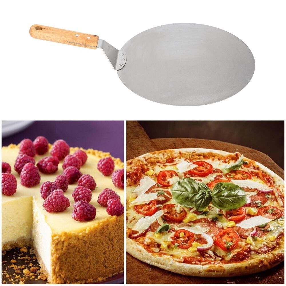 Stainless Steel Pizza Paddle Peel Bakers BBQ Oven Restaurant Tray Wooden Handle