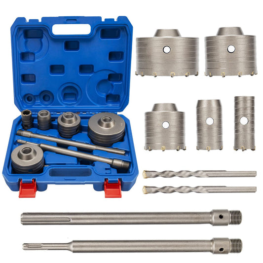 9Pcs Concrete Hole Saw Drill Bit with Shank 30mm 40mm 65mm 80mm 100mm Hole Opener Cut Bit Kit