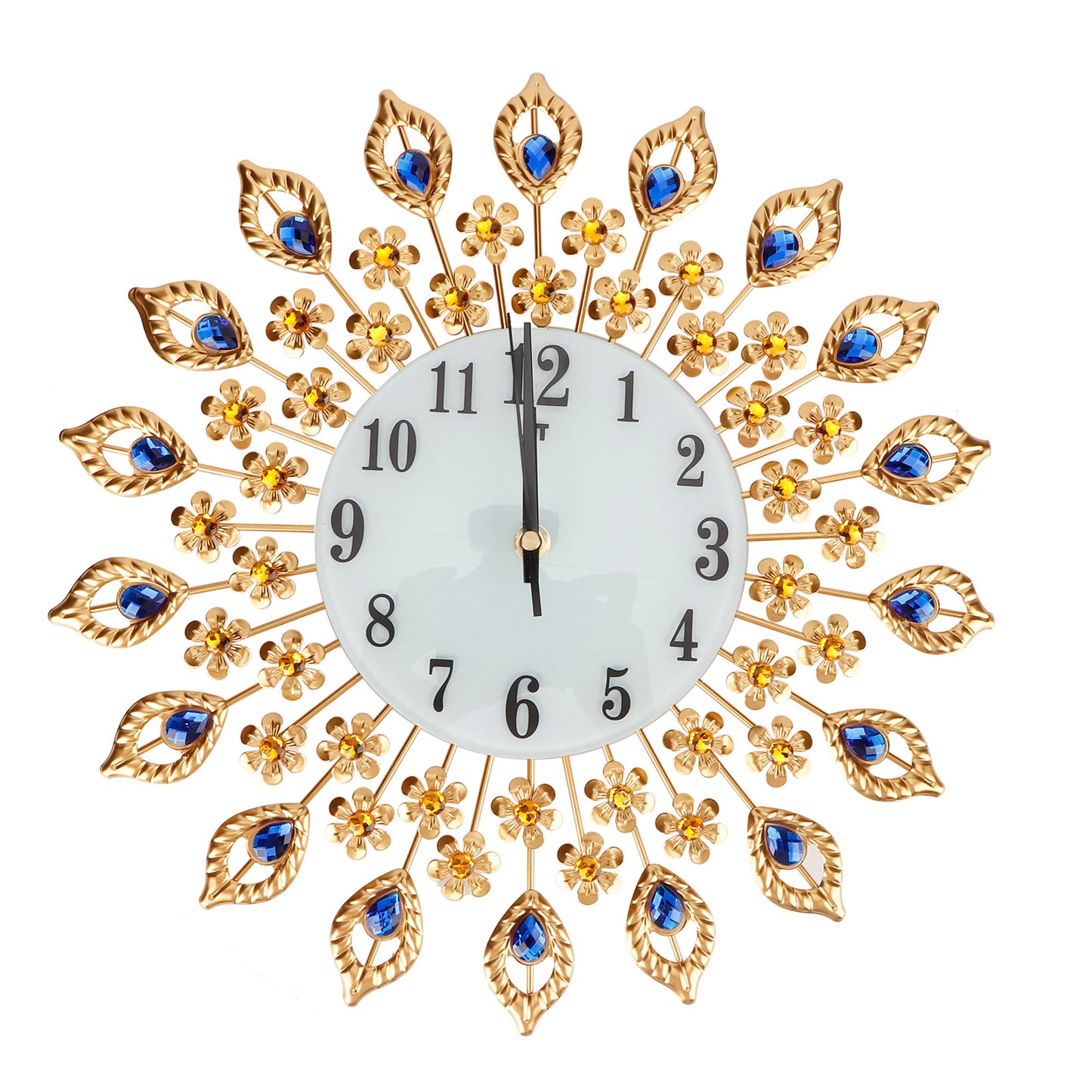 Iron European Style FlowerShaped Wallmounted Clock Diamond Hanging Wall Clock