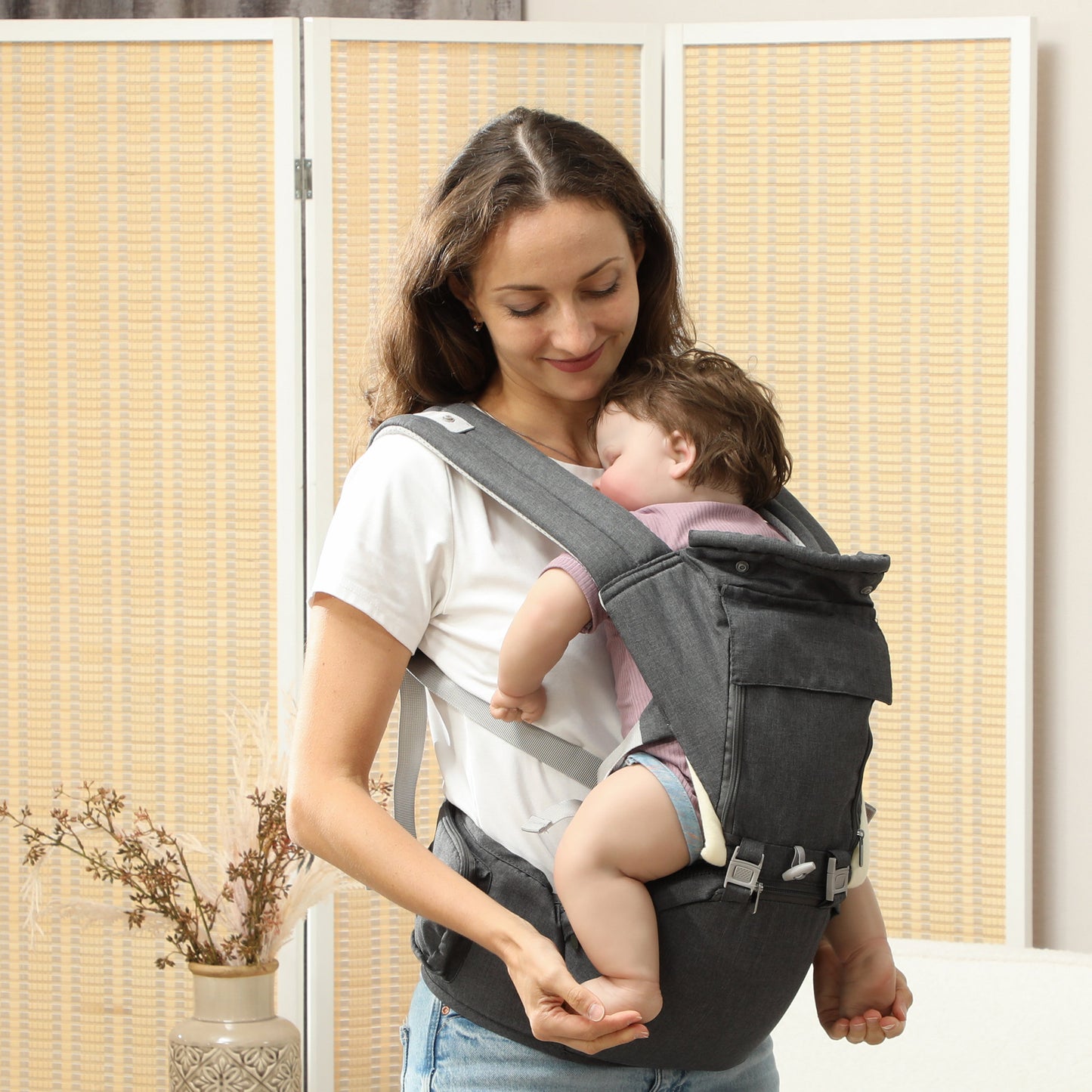 AIYAPLAY 6 in 1 Baby Carrier Newborn to Toddler with Removable Seat for 0-36 Months, Up to 15kg in Grey-8